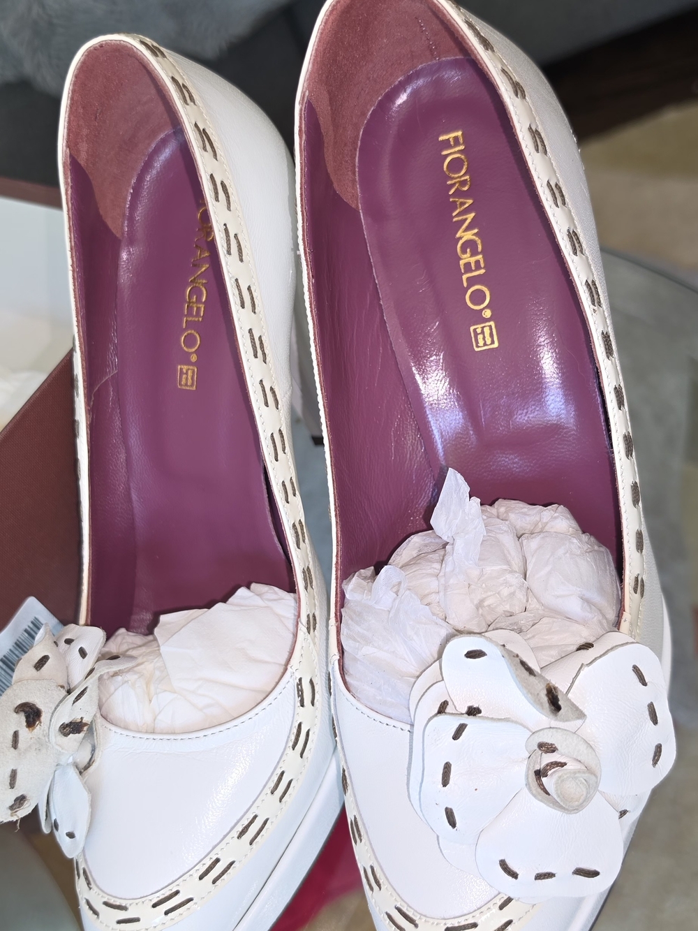 White Women’s Leather Floral Loafers